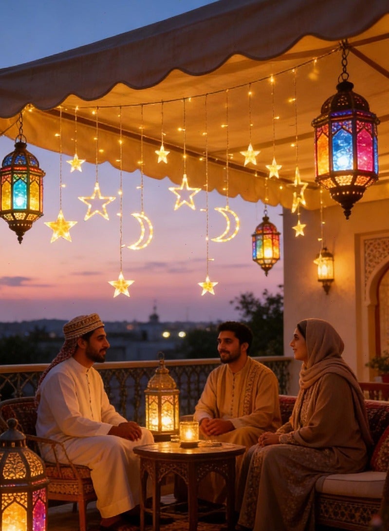 Topyich 2M Star Moon Ramadan Lights, LED Ramadan Decorations for Indoor Outdoor,  Fairy String Lights with Remote & Battery Case - Image 4